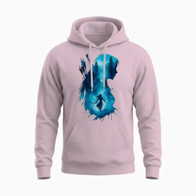 Regenbogen Frau Aquarell Wald - Bogenschießen Natur Kunst Unisex Hoodie - Light Pink