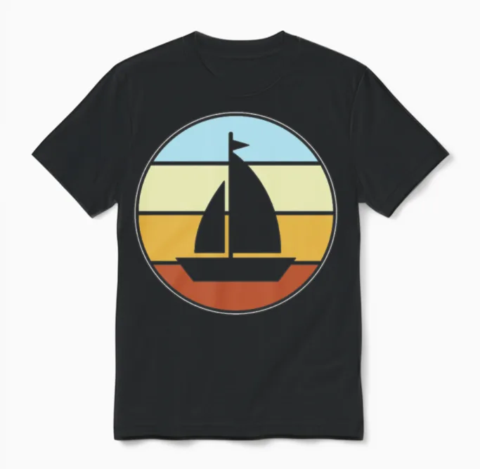 Sailing Retro Unisex T-Shirt in Black