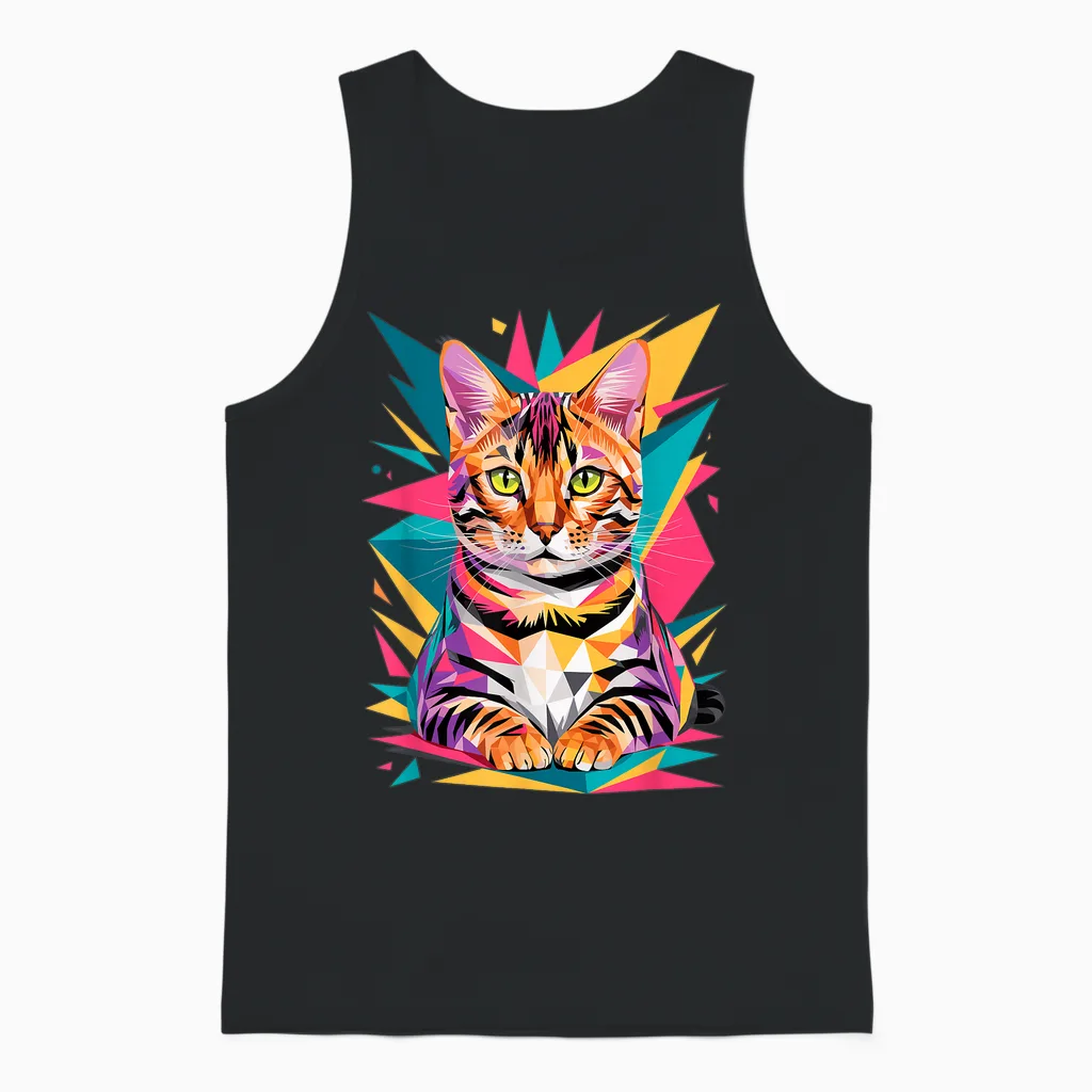Abstract Art Bengal Cat Lovers Unisex Tank Top in Black