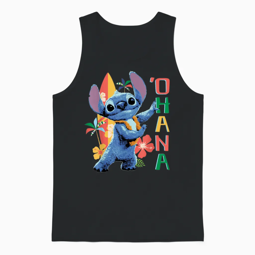 Disney Lilo & Stitch Live Action Movie 'ohana Hula Beach Unisex Tank Top in Black