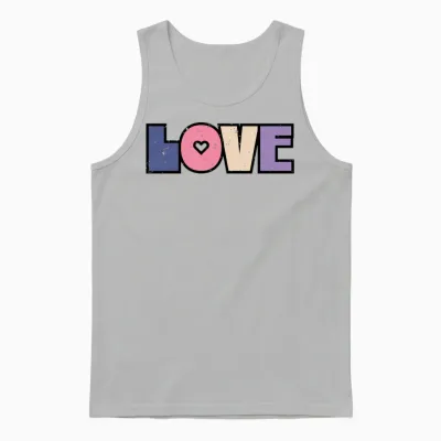 Simple Retro Love Grunge Unisex Tank Top - Ash