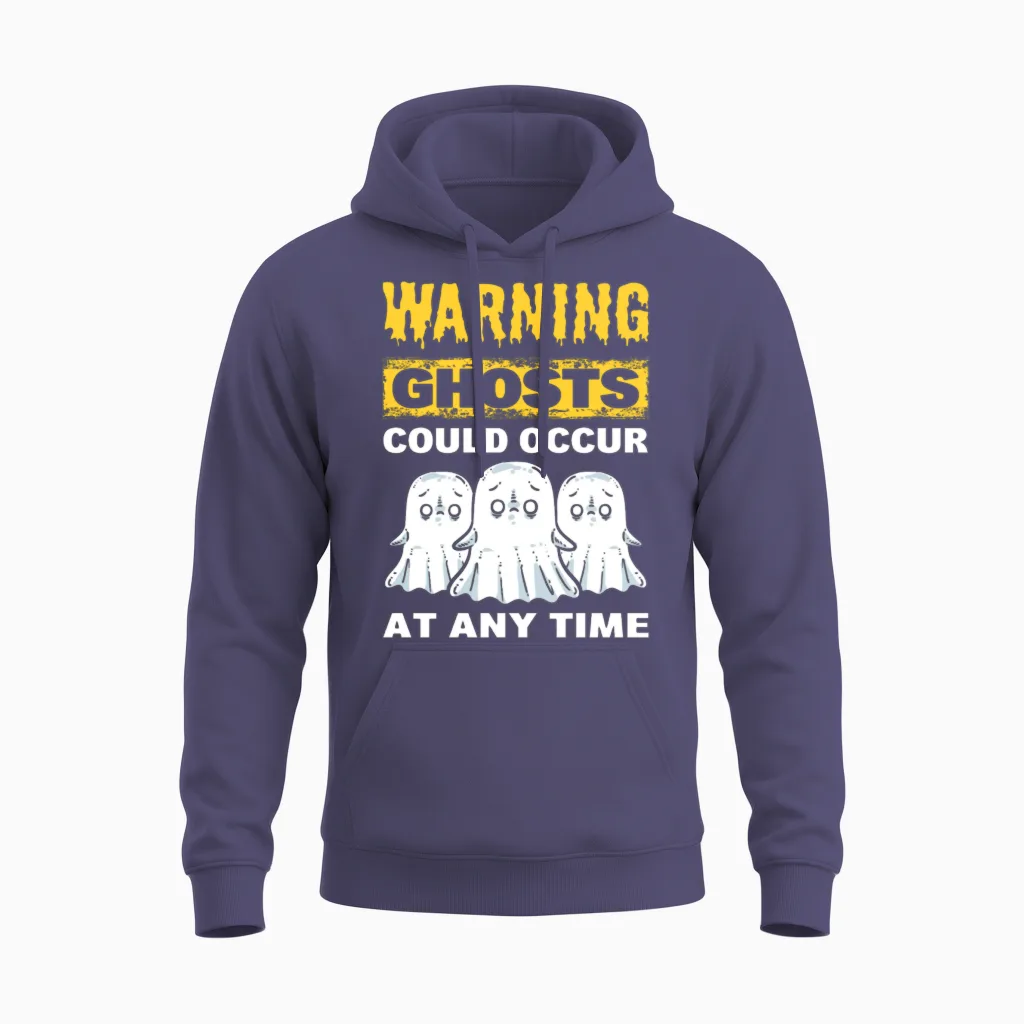 Warning Ghosts Could Occur at Any Time Ghost Unisex Hoodie in Heather Sport Dark Navy