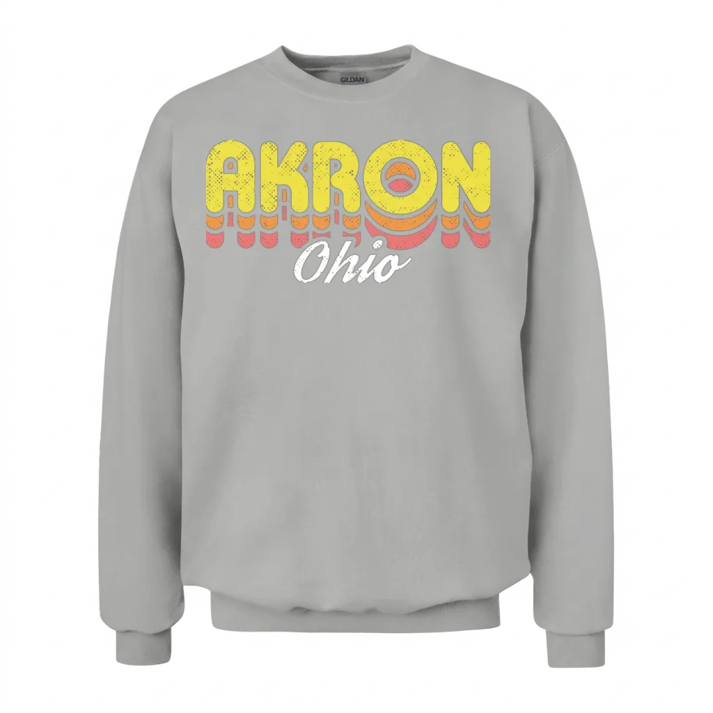 Retro Akron Ohio Unisex Sweatshirt - Ash
