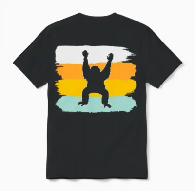 Orang Utan Retro Unisex T-Shirt - Black
