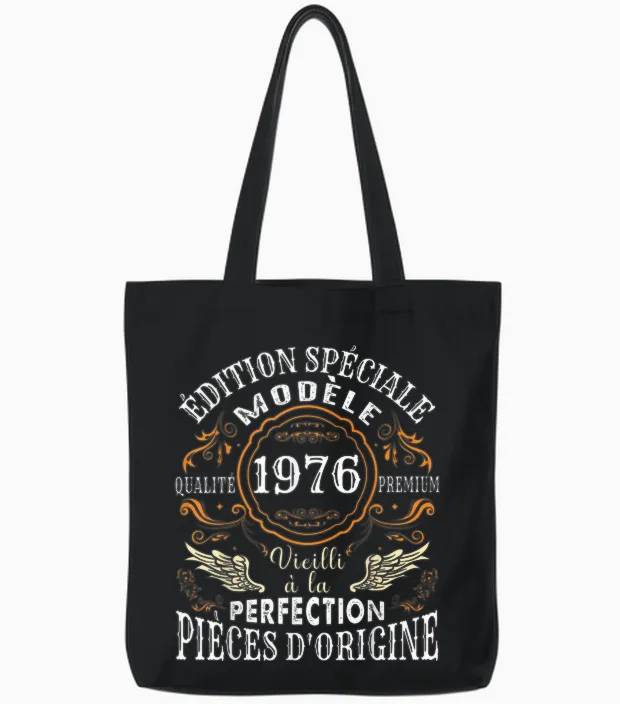 Birthday 48 Years Man Woman Humour 1976 T-Shirt, Black, S Tote Bags in Black