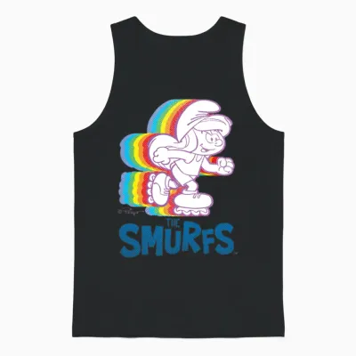 Smurfs Design with Smurfette on Roller Skates Unisex Tank Top - Black