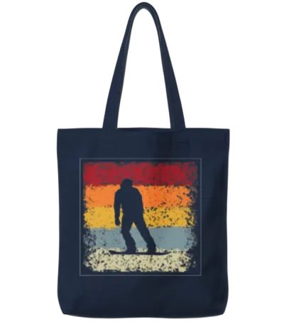 Snowboarding Retro Tote Bags - Navy