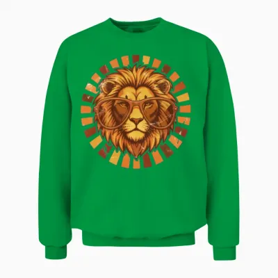 Sunburst Lion Retro Shades Unisex Sweatshirt - Irish Green