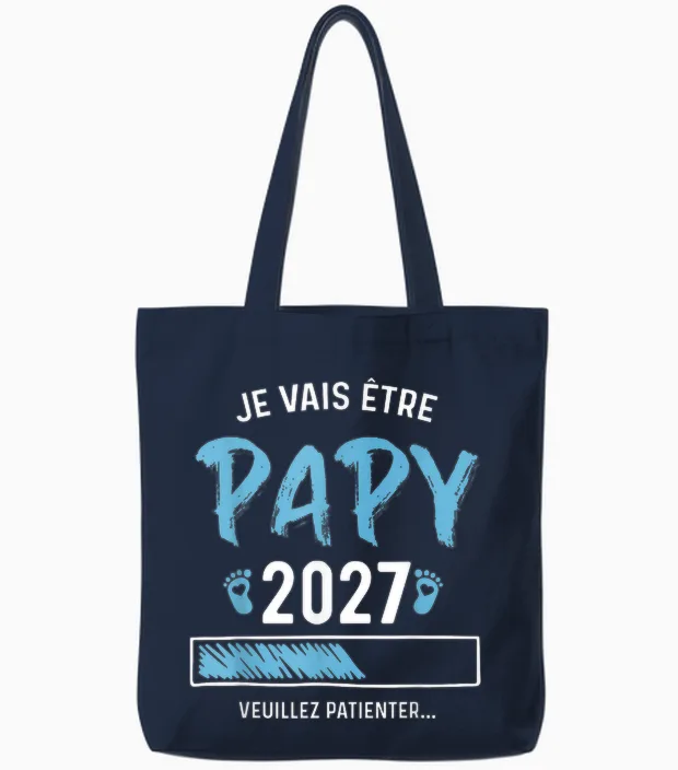 Homme Futur Papy 2027 Annonce Grossesse Papy 2027 Tote Bags in Navy