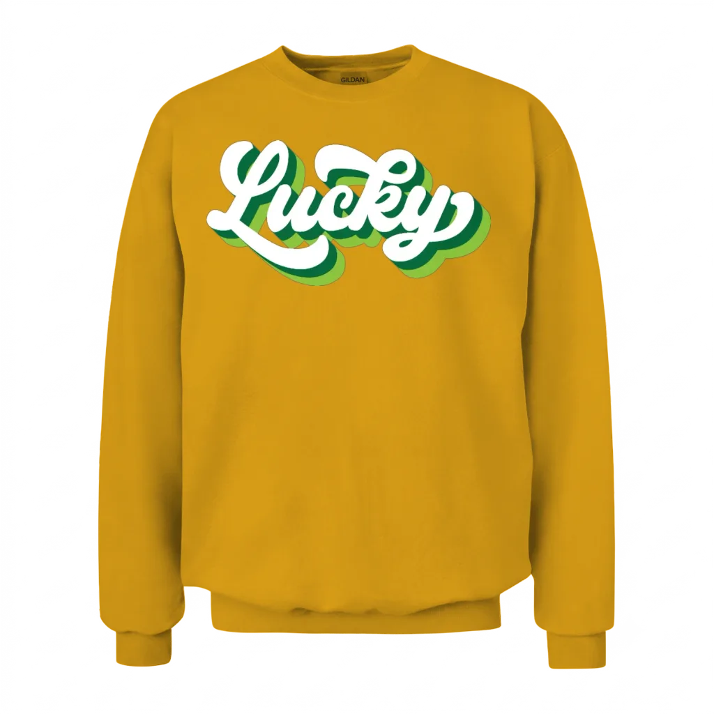 Retro Lucky Clover Unisex Sweatshirt - Gold