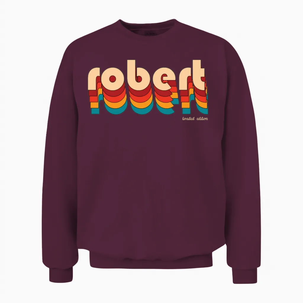 Retro Robert Name Unisex Sweatshirt in Maroon