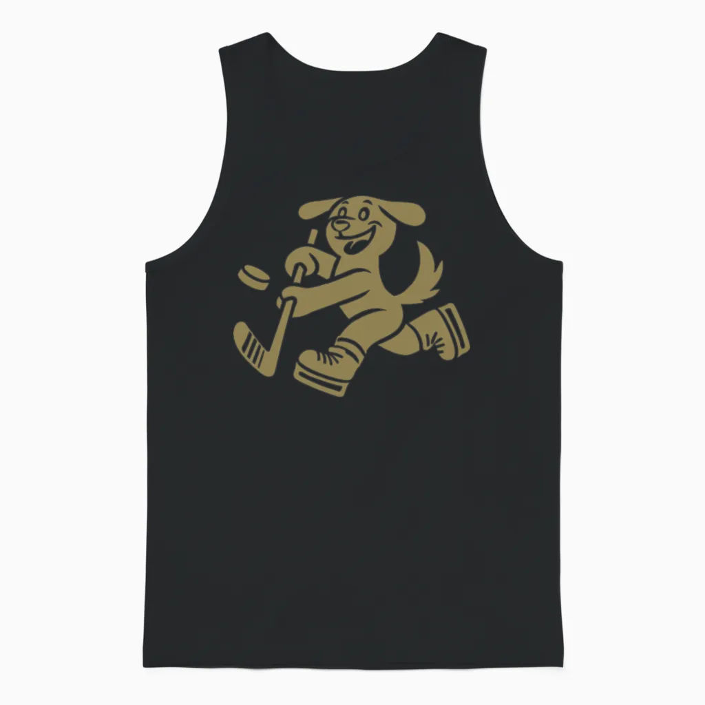 Dachshund Hockey Silhouette Minimalist Unisex Tank Top in Black