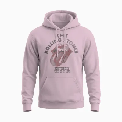 Official the Rolling Stones Nyc 75 White for Vintage Fans Unisex Hoodie - Light Pink