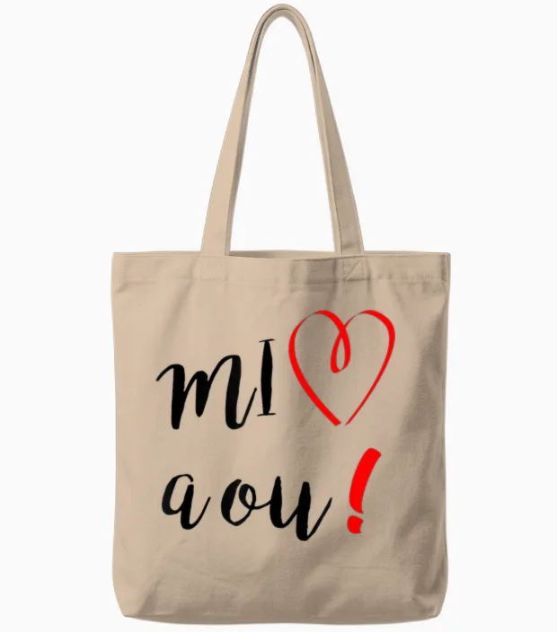 Mi Aime a Ou 974 Ile De La Réunion Je T'aime You Creole Gift T-Shirt, White, S Tote Bags in Natural