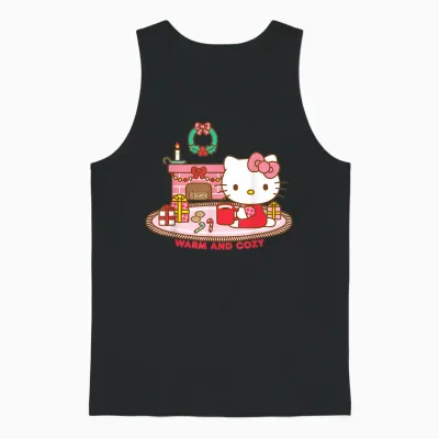 Hello Kitty Warm and Cozy Christmas Unisex Tank Top - Black