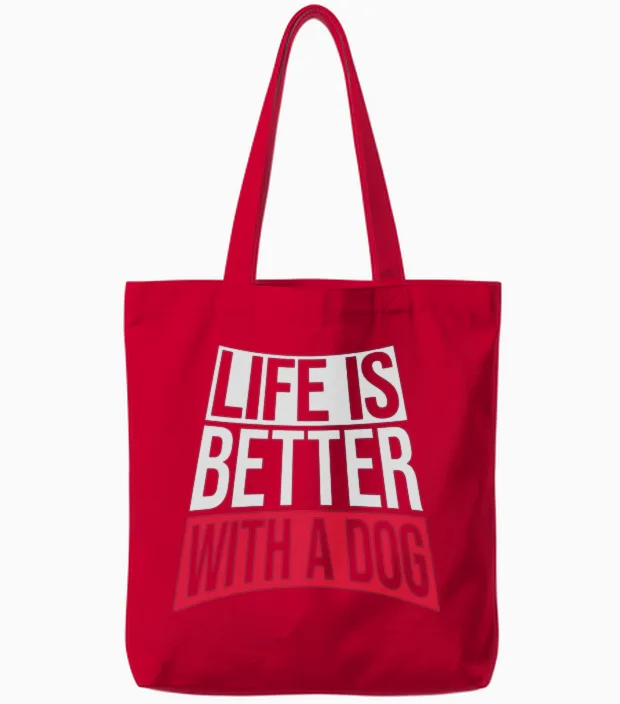 Better with a Dog Lovers Gift Tote Bags in Red