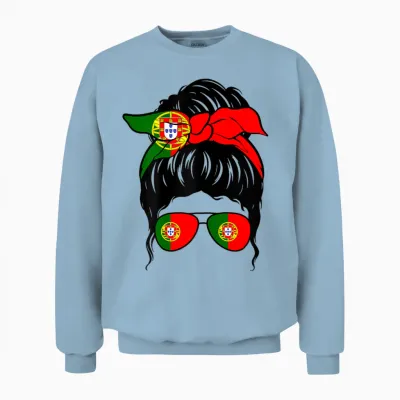 Portugiesisches Mädchen Portugal Portugiesische Flagge Portugiesische Frau Unisex Sweatshirt - Light Blue
