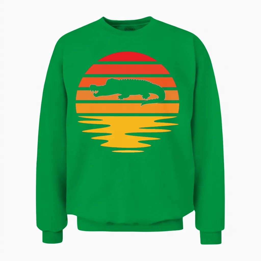 Crocodile Retro Unisex Sweatshirt in Irish Green