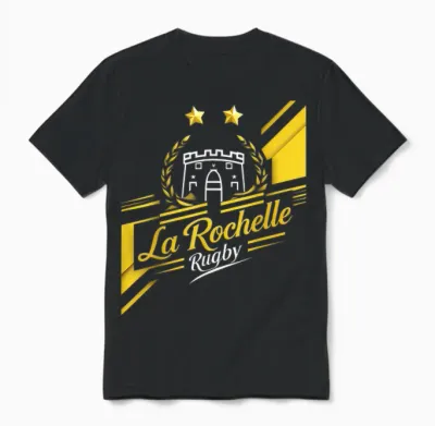 La Rochelle 2 Stars Rugby Supporter Rochelais Gift T-Shirt, Black, S Unisex T-Shirt - Black