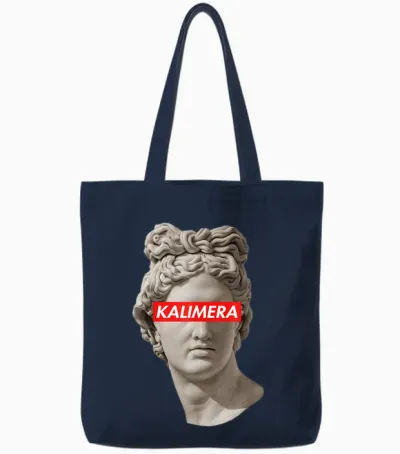 Männer Apollo Griechische Statue Kalimera Griechenland Urlaub Lustige Frauen Tote Bags - Navy