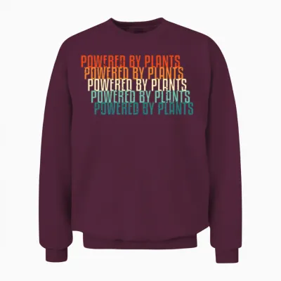 Powered by Plants Vegetarian Retro Unisex Sweatshirt - Maroon