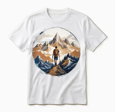 Man Hiking with Dog Unisex T-Shirt - White