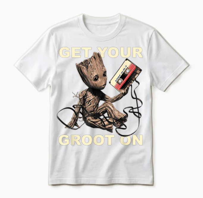 Guardians of the Galaxy Vol.2 Get Your Groot on T-Shirt, Black Unisex T-Shirt in White