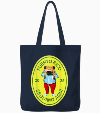 Graphic Funny Frog Retro Deb Tirar Unisex Adults Puerto Rico Frog Concho Retro 2025 T-Shirt Black Small Tote Bags - Navy