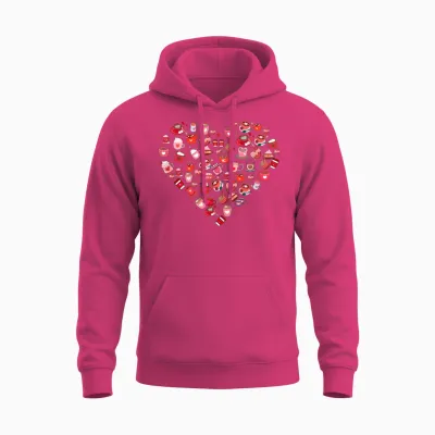 Valentines Day Love Heart Shape Coffee Design Unisex Hoodie - Heliconia