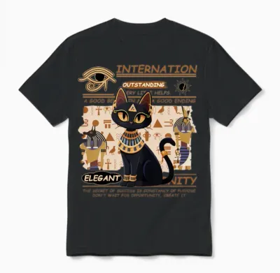 Royal Egyptian Black Cat Unisex T-Shirt - Black
