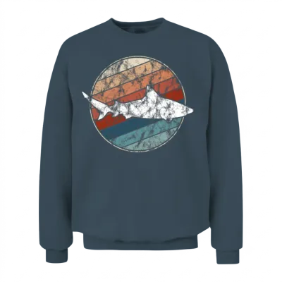 Shark in Retro Style Unisex Sweatshirt - Dark Heather