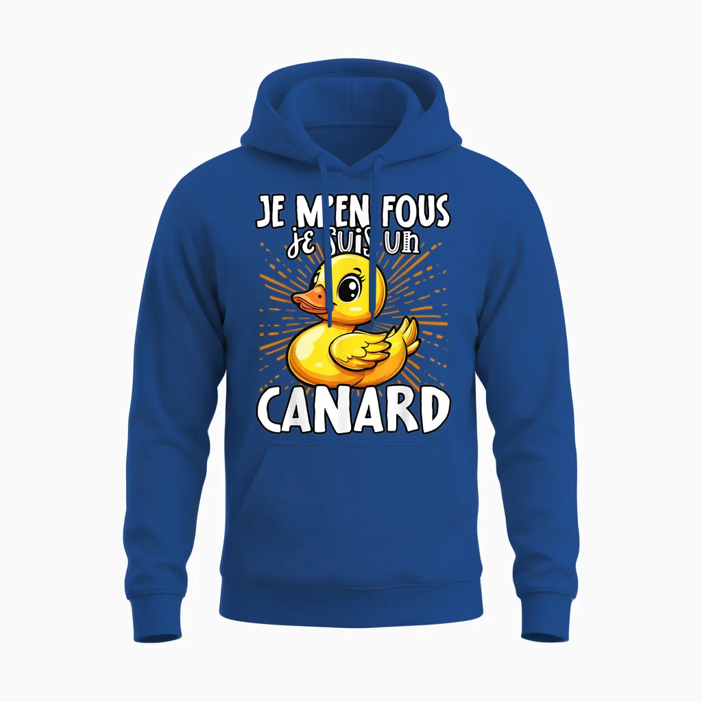 Je M'en Fous Je Suis Un Canard - Sweet Duck T-Shirt, Black, S Unisex Hoodie in Royal