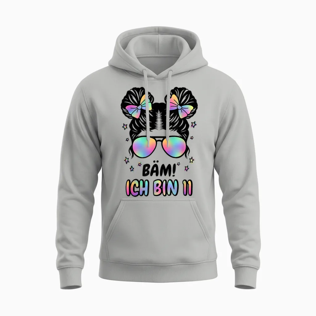11. Geburtstag Mädchen Messy Bun Bäm! Ich Bin Elf Unisex Hoodie in Ash