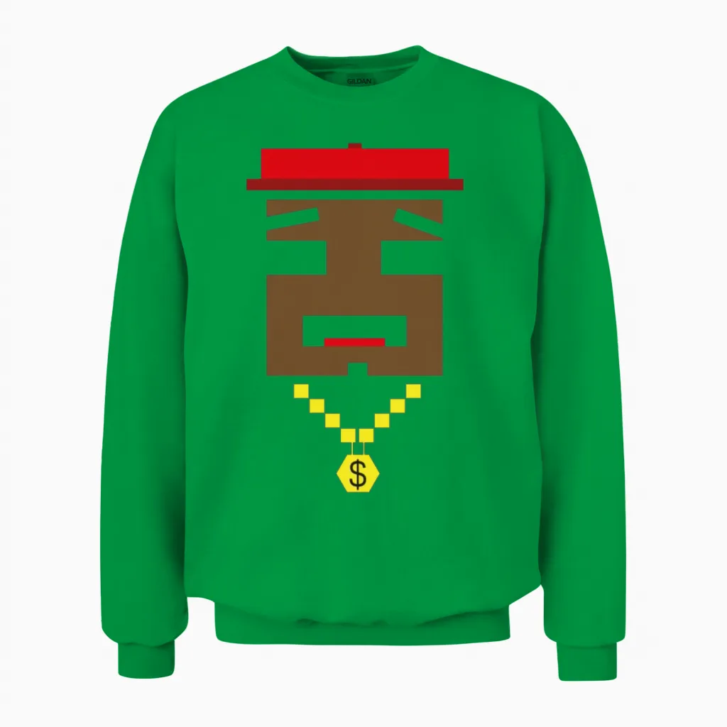 Retro Gangster Rapper Unisex Sweatshirt in Irish Green
