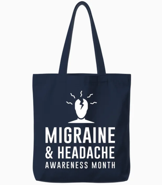 Migraine and Headache Awareness Month Boy Tote Bags in Navy