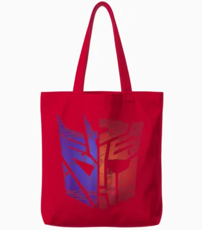 Transformers Decepticon Autobot Split Logo T-Shirt, Black, S Tote Bags - Red