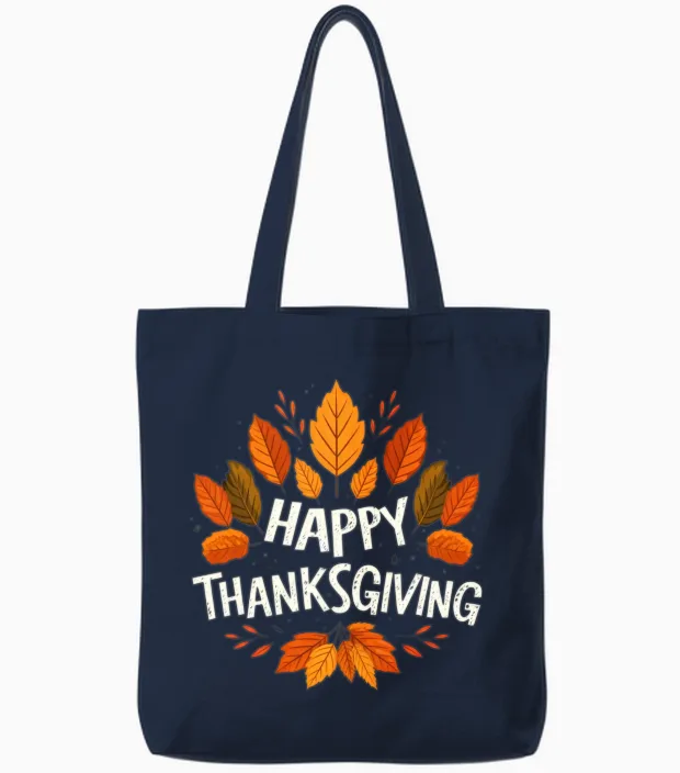 Happy Thanksgiving for Turkey Day Family Dinner Tote Bags - Navy