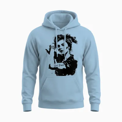 Pin Up Für Rockabilly Damen Damen Rockabilly Girl Power T-Shirt Weiß Xs Unisex Hoodie - Light Blue