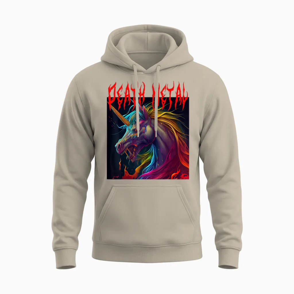Metal Festival Metalhead Einhorn Death Metal Metalcore Unisex Hoodie in Sand