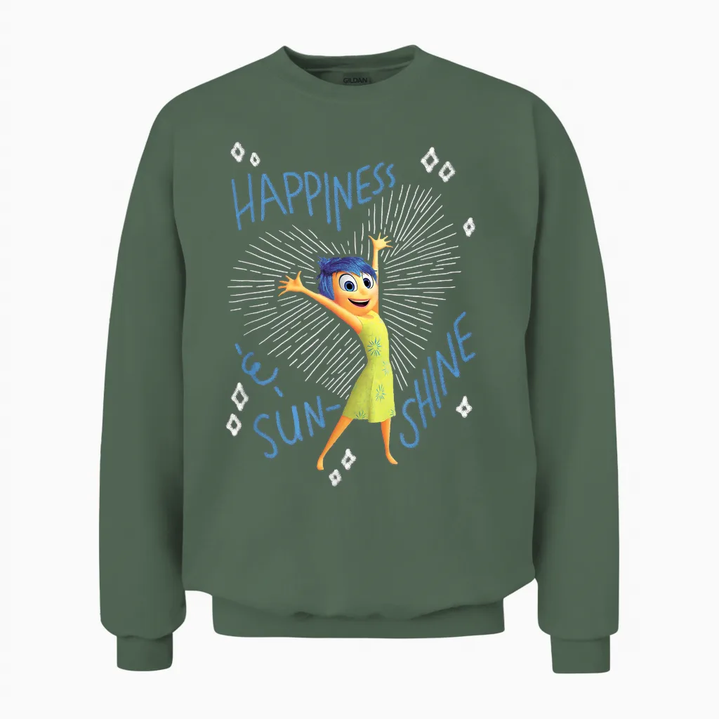 Pixar Inside Out 2 Joy Happiness T-Shirt, Yellow, S Unisex Sweatshirt in Military Green