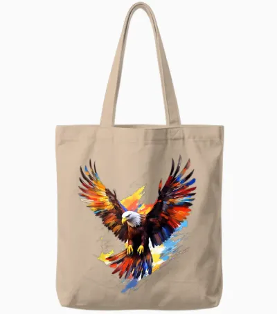 Eagle Painting Art Abstract Animal Colorful Graphic Eagle Tote Bags - Natural