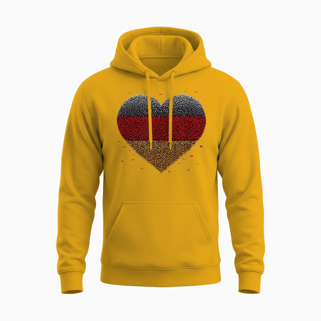 Deutsche Fan Deutschland Flagge Herz Kunst Unisex Hoodie in Gold