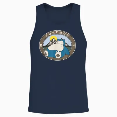 Pokémon 143 Snorlax Sleepy Outdoor Adventures Park Badge Unisex Tank Top - Navy