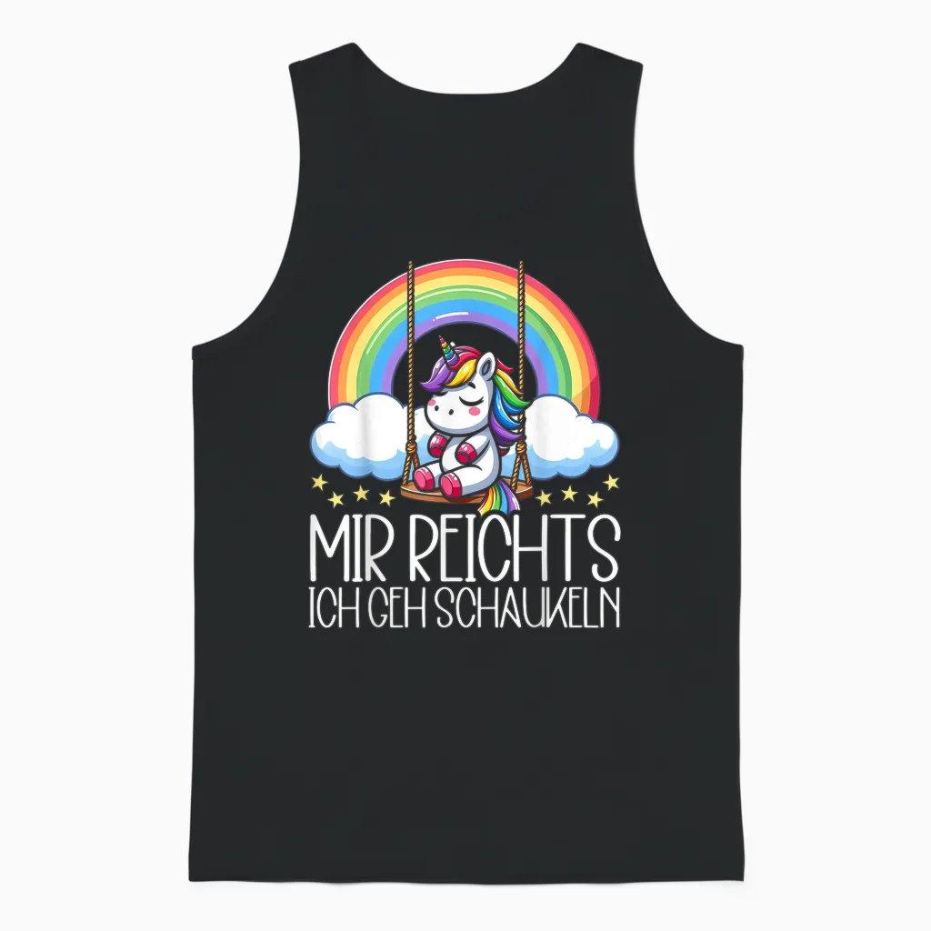 Mir Reichts Ich Geh Schaukeln Funny Unicorn Partner Look T-Shirt, Black Unisex Tank Top in Black