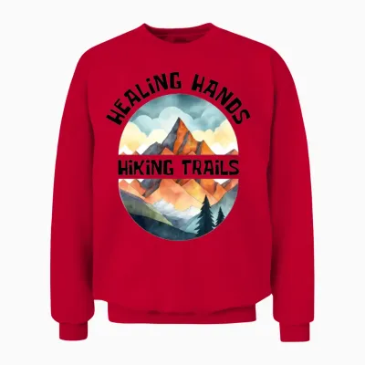 Healing Hands, Hiking Trails Unisex Sweatshirt - Red