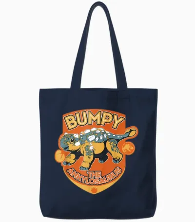 Jurassic World: Camp Cretaceous Bumpy the Ankylosaurus T-Shirt Small Tote Bags - Navy