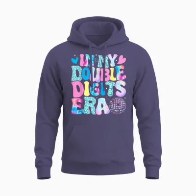 In My Double Digits Era Retro 10 Year Old 10th Birthday Girl Unisex Hoodie - Heather Sport Dark Navy
