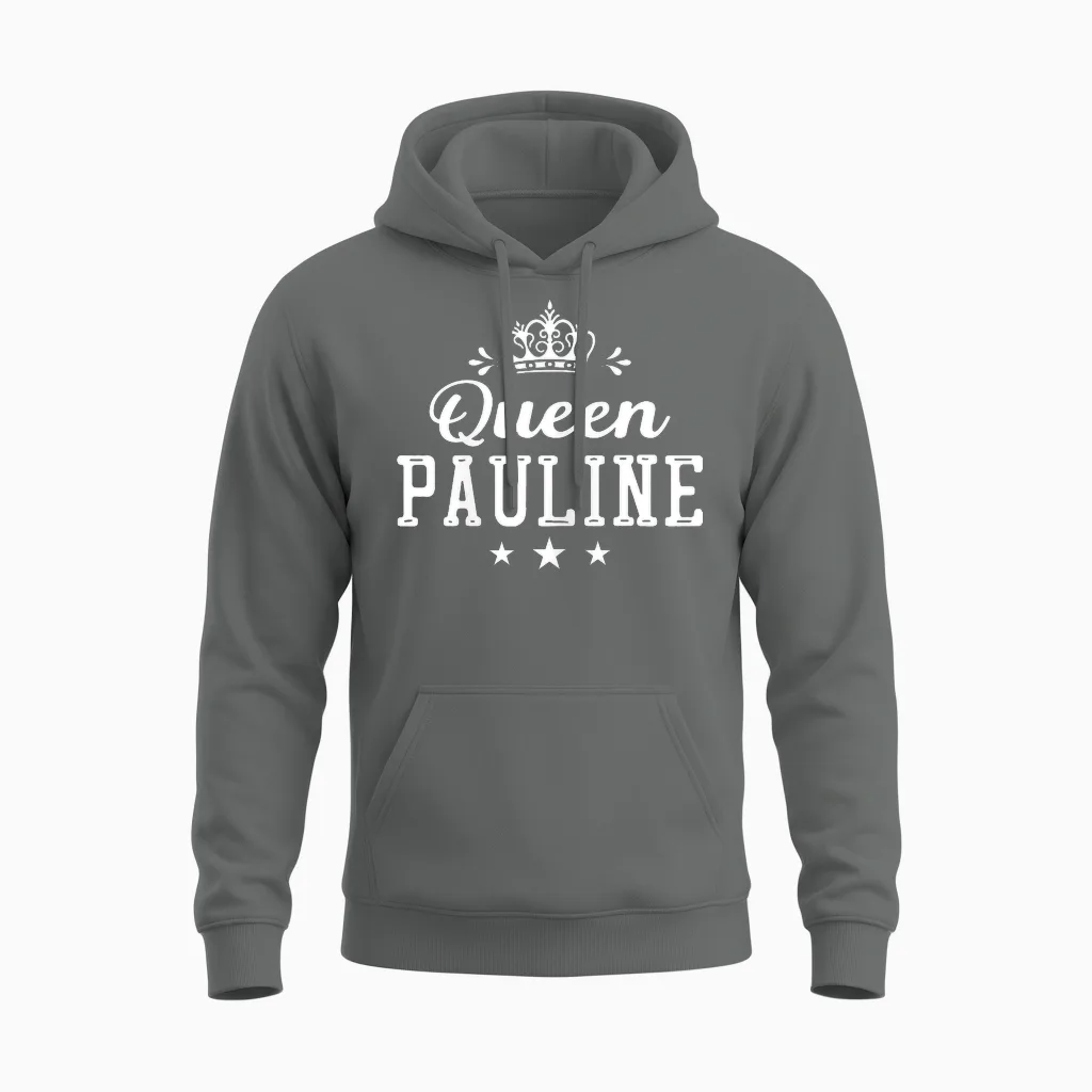 Femme Prénom Humour Cadeau Personnalisé Queen Pauline Unisex Hoodie in Graphite Heather