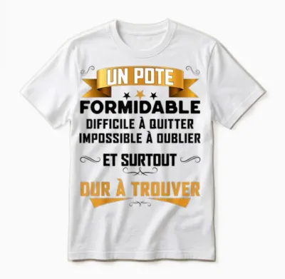 Un Pote Formidable Gift Best Boyfriend Super Friend Man T-Shirt, White, S Unisex T-Shirt - White
