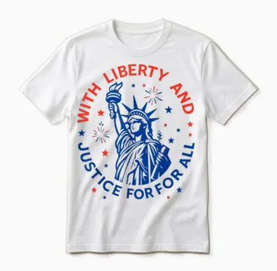 With Liberty and Justice for All Unisex T-Shirt - White
